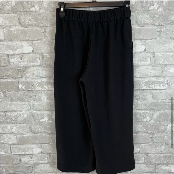 Lululemon Black Cropped Wide Leg Dress Pants Tie Waist Paper Bag Noir Crop 4 - Picture 4 of 6